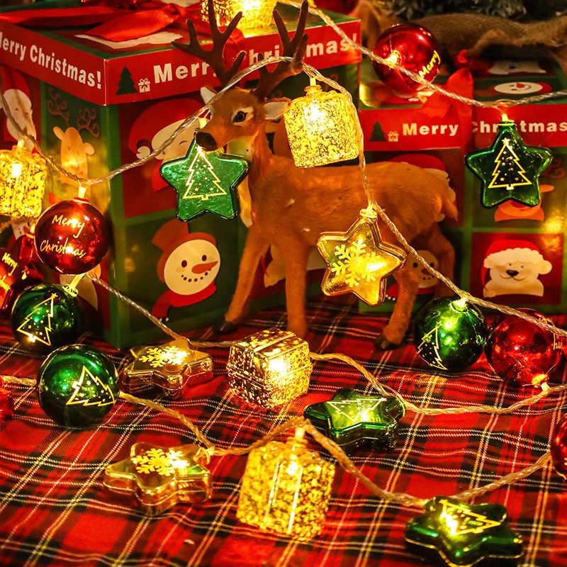 优选圣诞节树灯装饰品彩灯圆球闪灯串灯氛围拍Q照场景灯带店铺橱