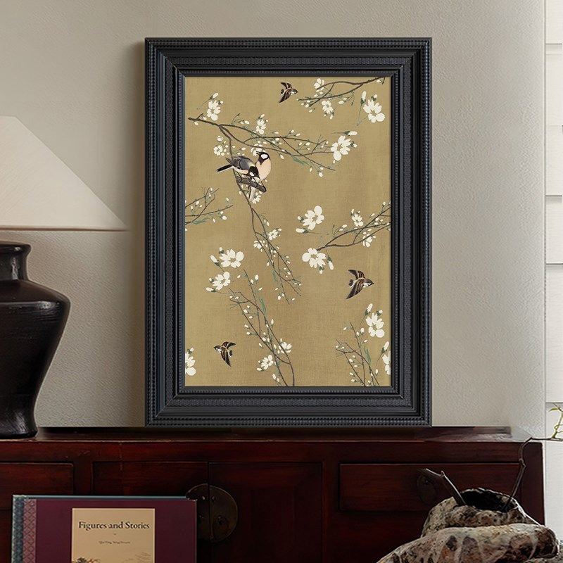 优选手绘油画新中式复古风花鸟玄C关装饰挂画宋代美学客厅餐厅桌,家居饰品,现代装饰画,淘宝优惠券,粉丝福利购,淘宝优惠卷