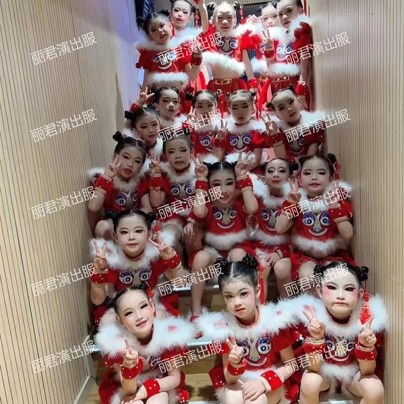 新款小荷风采虎头k娃娃元旦儿童表演服六一小老虎演出服可爱动物