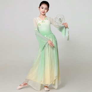 新款 儿童古典舞身韵纱衣独舞练功服演G出服女飘逸中国风舞蹈服装