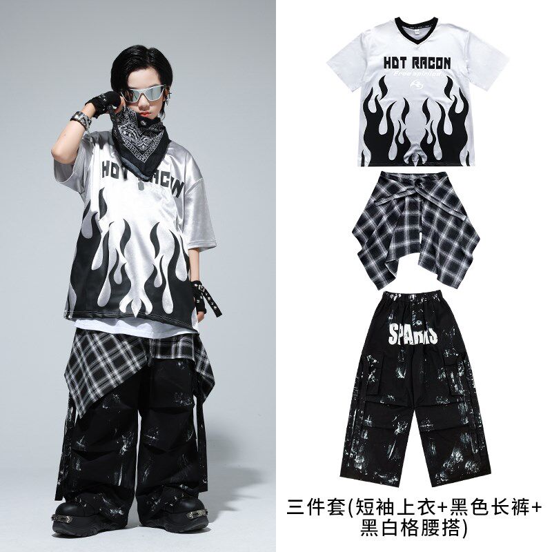 新款儿童a街舞服装嘻哈风男童hiphop舞蹈练功服女孩幼儿演出服时