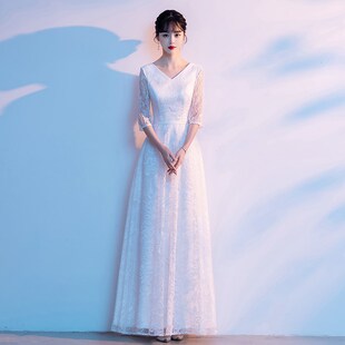 新款大合唱团演出服女长裙显瘦指挥主持人K比赛晚礼服学生毕业表