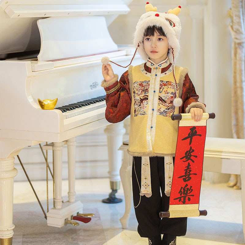 新款龙启祥瑞童装汉服男童春款拜年服唐装儿童Z演出服加厚图片