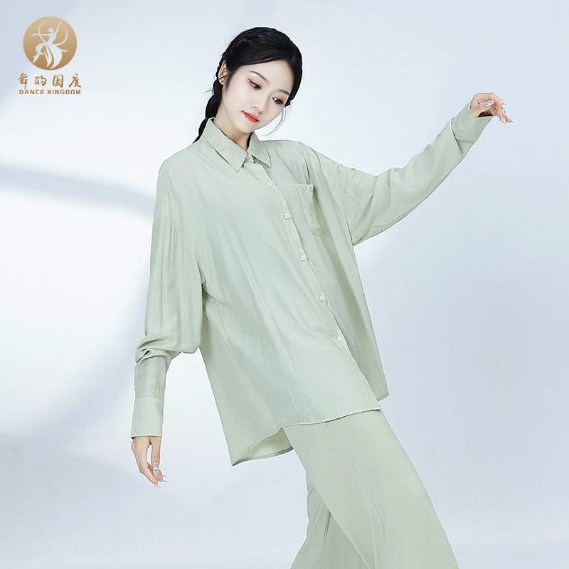 新选新款成人现代宽松衬衫u女舞蹈服古典舞衬衣形体服上衣练功服图片