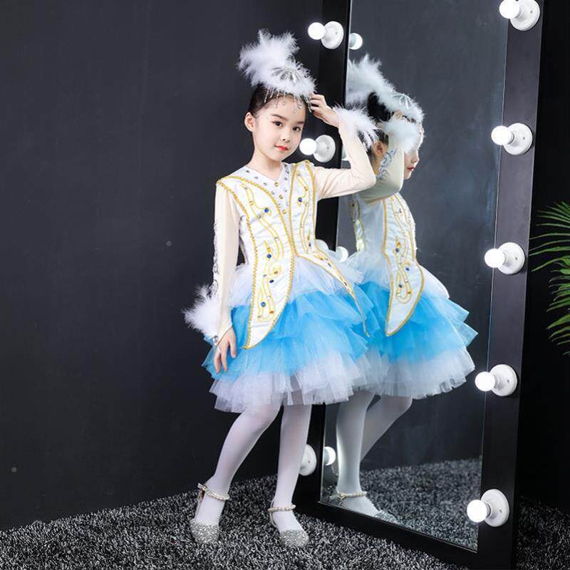 新品第九届小荷风采向天歌舞蹈表演服女咏鹅儿童幼儿蓬蓬纱裙演出