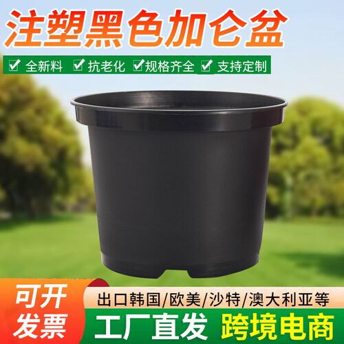 黑色硬侧孔加仑盆 注塑加厚塑料花盆绿植育苗大棚耐用圆形多肉盆