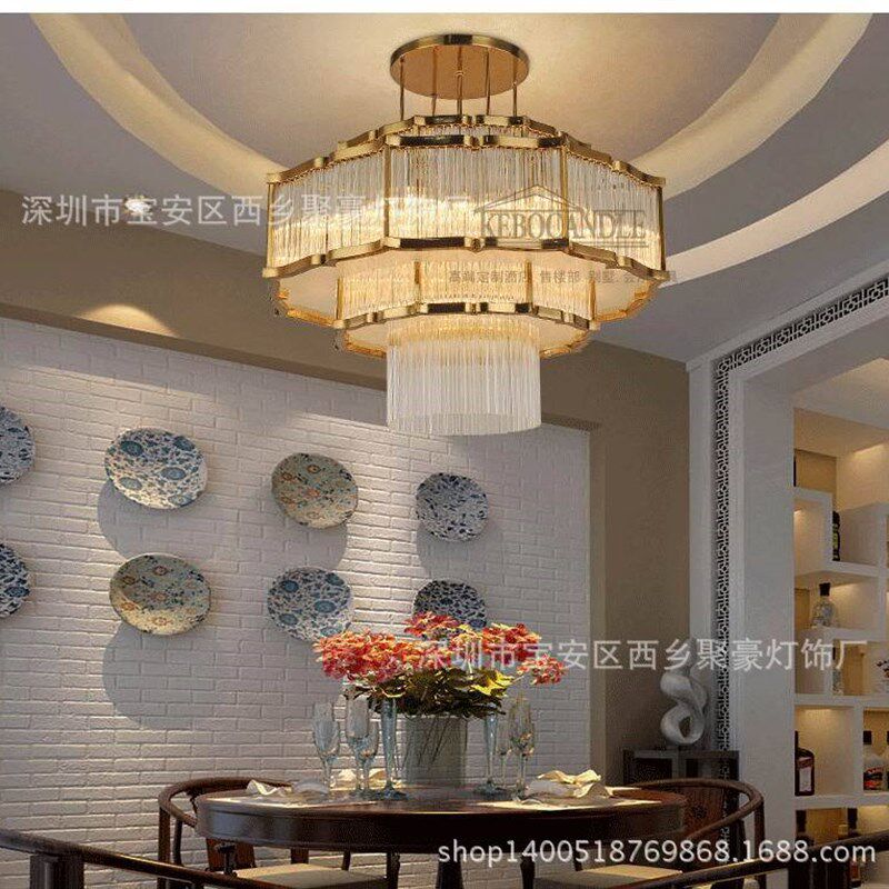 新中式吊灯酒店大堂工程灯包厢大厅吊灯铁艺现代简约水晶灯