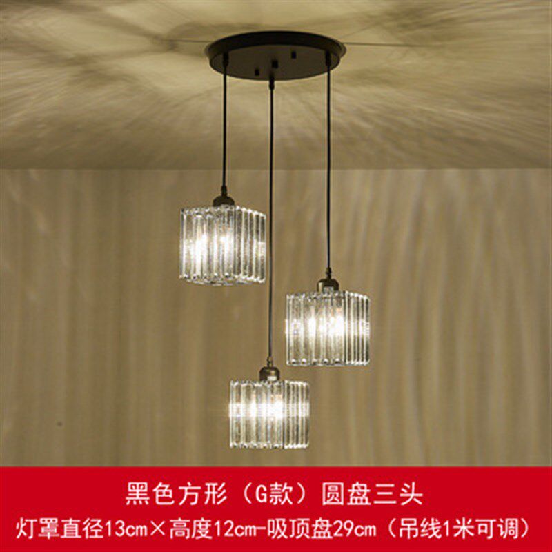 餐厅吊灯 led三头简约现代水晶灯北欧楼梯长吊灯创意大气客厅灯具