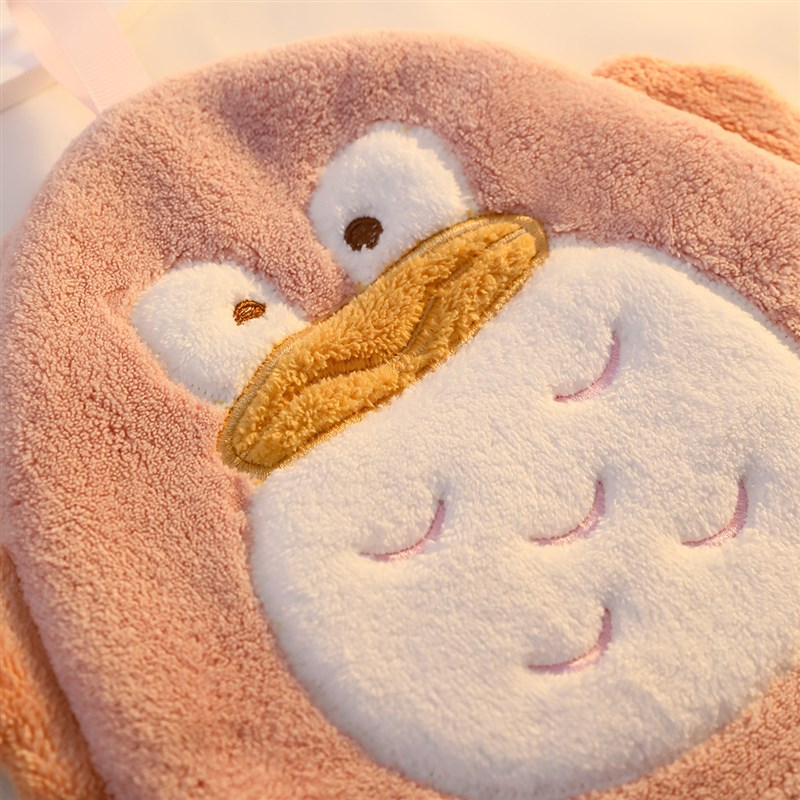 2024新款卡通擦手巾女双层浴室挂式吸水可爱方巾加厚儿童绣花毛巾