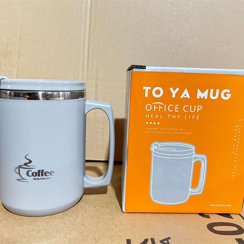 跨境304锈钢马克杯双层家用304创意茶杯办公带盖咖啡喝水杯礼品