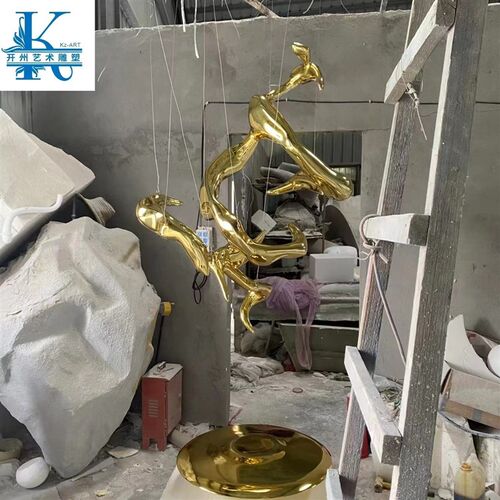 别墅售楼部样板房电镀飘带天花板雕塑吊饰景观园林酒店大堂装置品