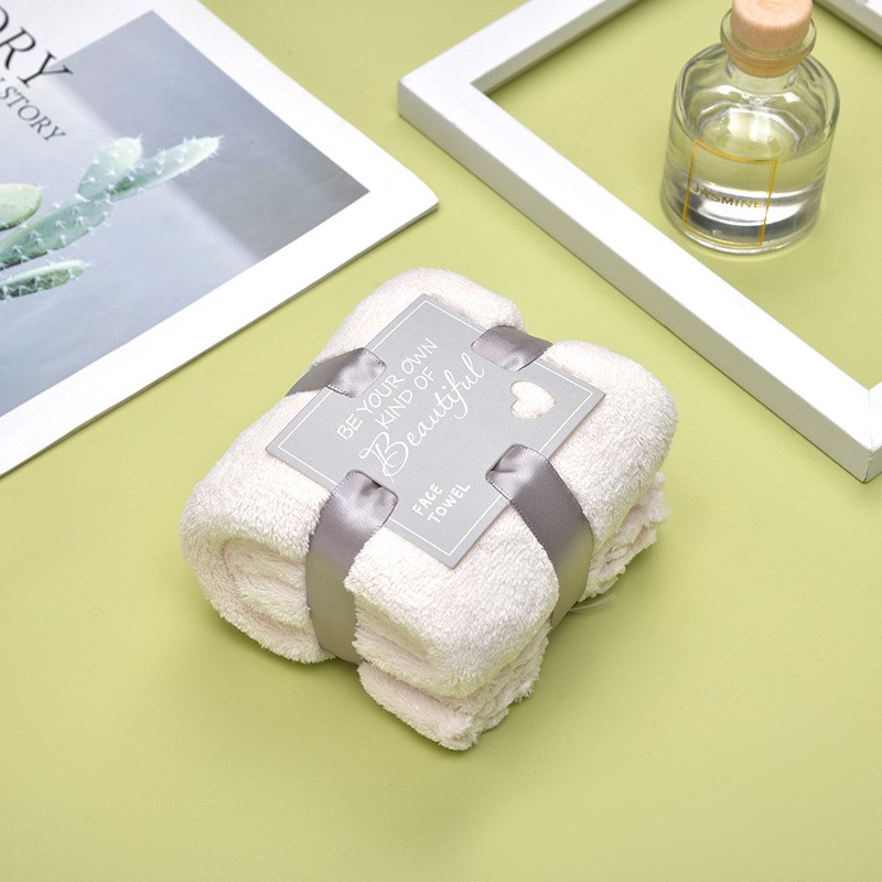 爱心方块毛巾时尚家用厨房挂式擦手巾珊瑚绒吸水擦手吸水面巾