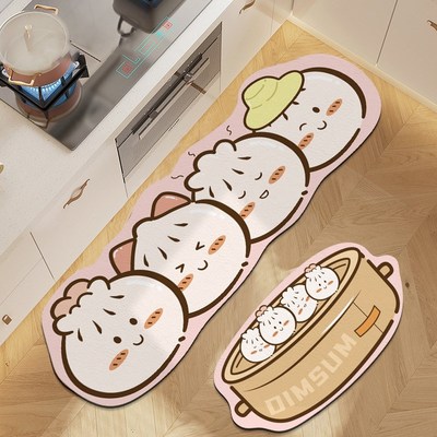卡通吸水皮革厨房专用地垫防滑防油可擦免洗耐脏加厚吸水垫2024新