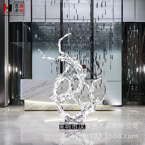 现代酒店大堂别墅客厅透明水滴浪花雕塑吊饰树脂水花摆件软装饰品