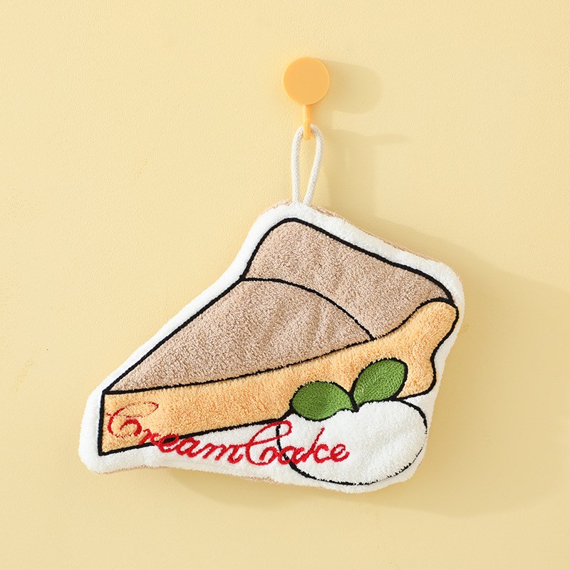 挂式珊瑚绒蛋糕擦手巾卡通可爱擦手小毛巾厨房手帕日用品百货好物