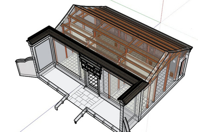 中国传统南方穿斗式古建一层1层公建建筑sketchup草图大师su模型