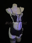 Cy奶兔「纯情学妹」性感女仆纯欲装 制服风睡衣黑丝套装 qqny内衣女