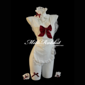 Cy奶兔「甜心糖果」性感女仆cos制服纯欲可爱蕾丝蝴蝶结睡裙qqny