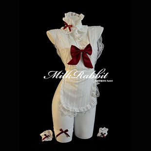 Cy奶兔「甜心糖果」性感女仆cos制服纯欲可爱蕾丝蝴蝶结睡裙qqny