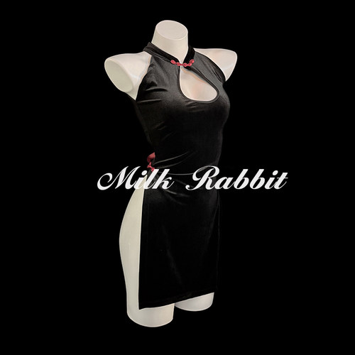 Cy奶兔「旗开得胜」新中式性感旗袍古典黑丝制服qqny女短睡裙内衣