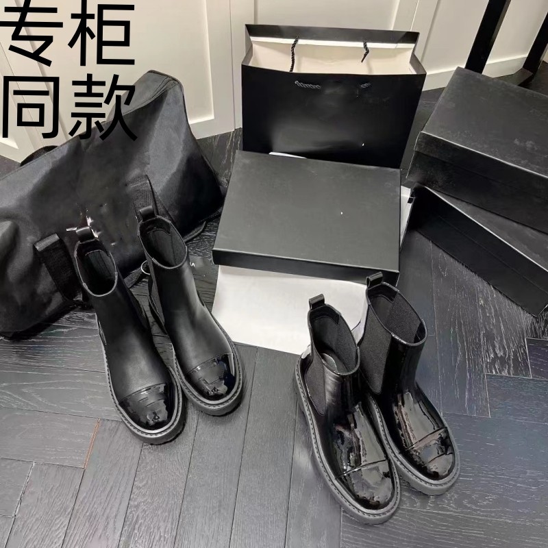粗跟切尔西靴女2026年秋冬新款黑色中筒靴厚底增高英伦风马丁女靴