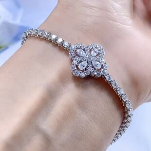 HW四叶草Loop满钻手链925银镶嵌莫桑钻女轻奢高级感2025新款小众