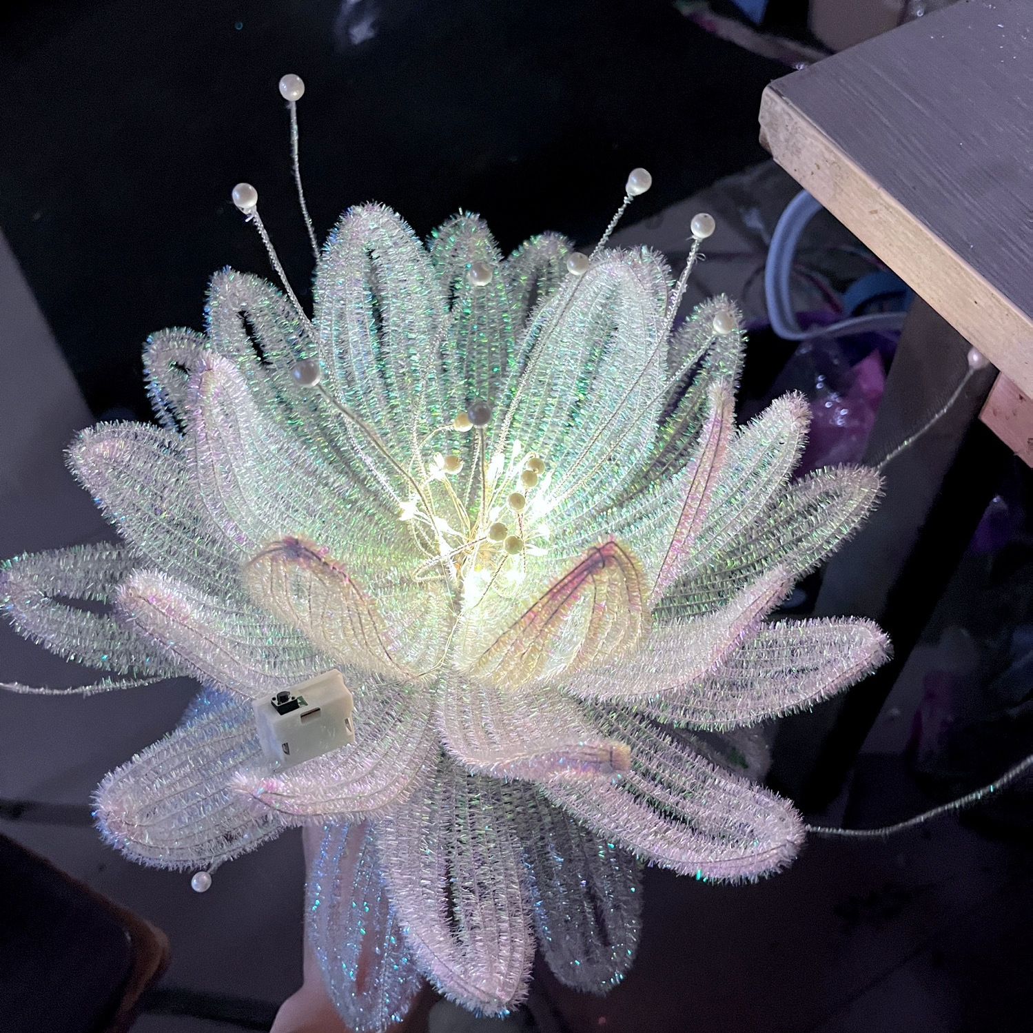 扭扭棒雪寒微灯材料包diy手工春节荷花灯创意制作儿童手提花灯串