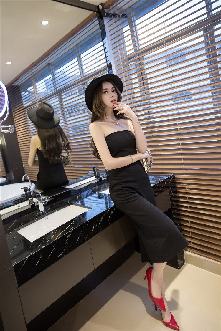 2019夏新款修身裹胸抹胸一字领连体裤连身裤女连衣九分长裤女欧美|msdalam kategori Butik wanita / wanita, seluar, seluar santai - dari Buy2taobao.com untuk memberikan perkhidmatan ejen Taobao profesional membeli