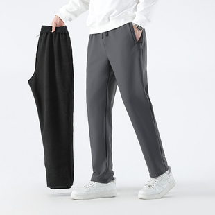 锦纶男裤冬季加绒保暖长裤质感顺滑休闲裤男直筒运动加大码裤子男