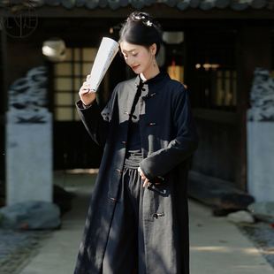新中式外套女秋冬高级感棉服唐装棉衣女冬季中长款风衣遮屁股洋气