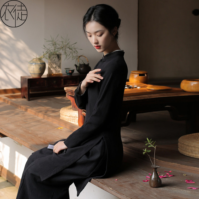 黑色棉麻茶服禅意文艺中国风唐装女禅服套装中式女装茶艺服装上衣,女装/女士精品,上衣,淘宝优惠券,粉丝福利购,淘宝优惠卷