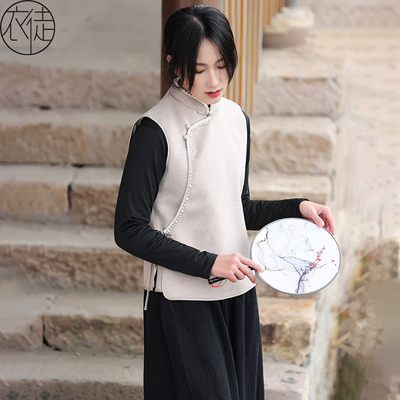 羊毛呢复古女装中式风秋冬款马甲