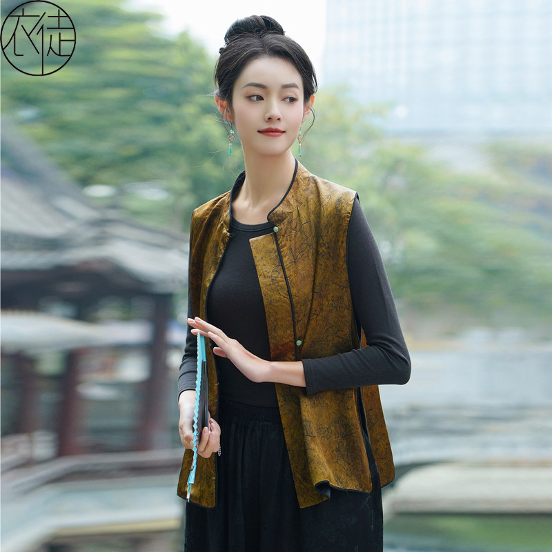 秋冬唐装马甲新中式国风茶服上衣