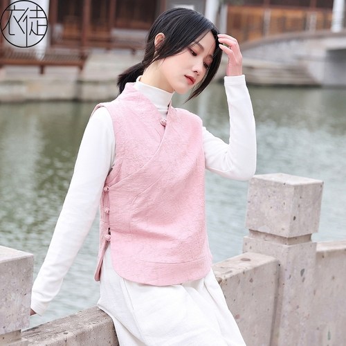 马甲背心春秋年轻款茶艺古风汉服
