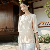 女夏 衣服茶艺师茶艺服装 高端居士服女款 禅修服禅意素衣适合拜佛