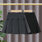 女童百褶裙2025秋冬新款 儿童洋气学院风JK裙中大童冬季 毛呢短裙