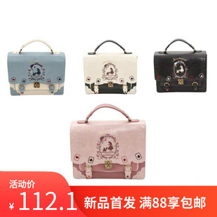 现货新款爱丽丝梦游仙境扑克牌剪影画lolita斜跨双肩包手提单肩包