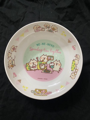 日单kanahei卡娜赫拉的小动物粉兔P助猫咪密胺盘子餐盘汤碗行李牌