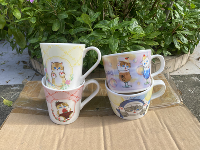 日版鲨鱼猫mofusand陶瓷杯马克杯咖啡杯牛奶杯早餐杯可爱卡通