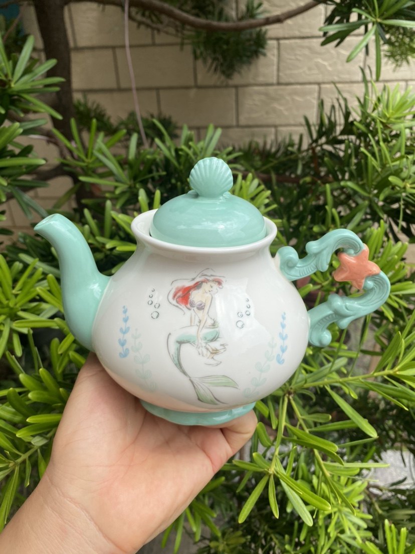 日单迪家Ariel爱丽儿美人鱼卡通可爱陶瓷茶壶家用泡茶茶具耐高温