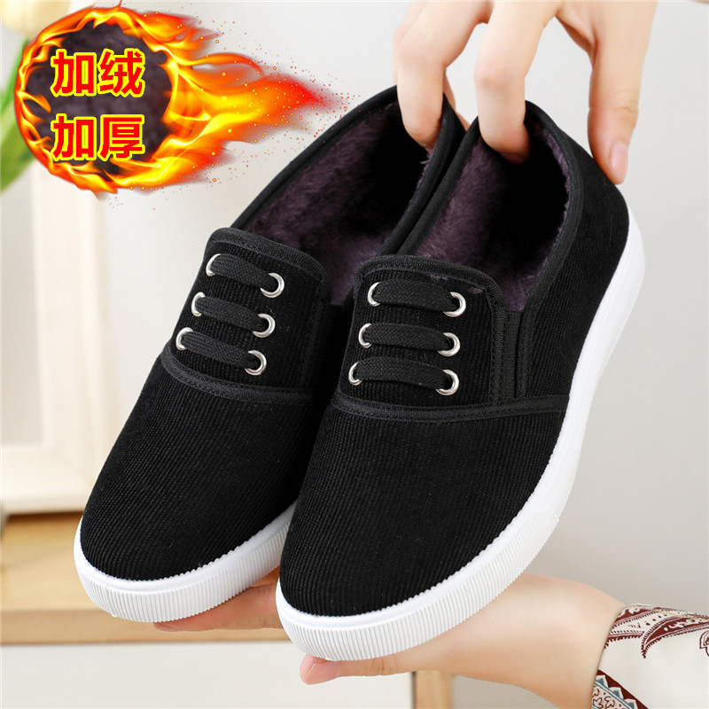 冬季老北京布鞋女棉鞋加绒保暖中老年妈妈棉鞋加厚防滑保暖休闲鞋