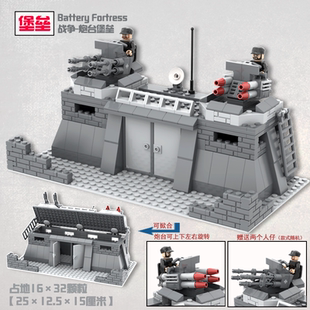 新品军事积木战场基地士兵人仔武器炮台堡垒哨塔建筑拼装模型玩具