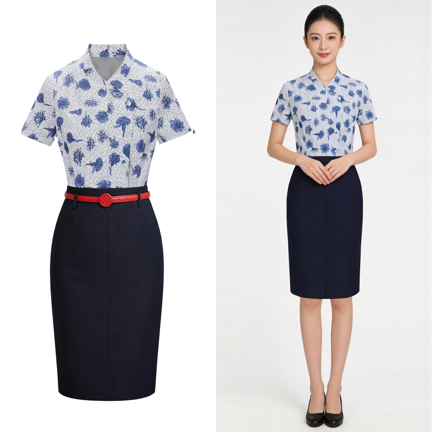 东航空姐制服女夏天气质短袖衬衫西裙工作服酒店前台工装职业套装