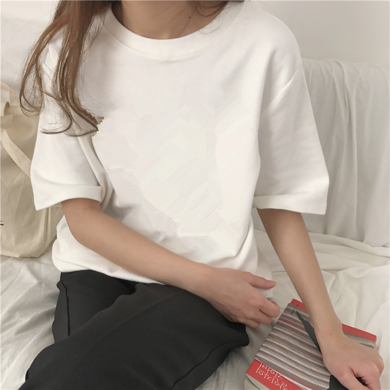 纯棉白色t恤女2025新款夏季正肩短袖宽松oversize上衣大码版女装