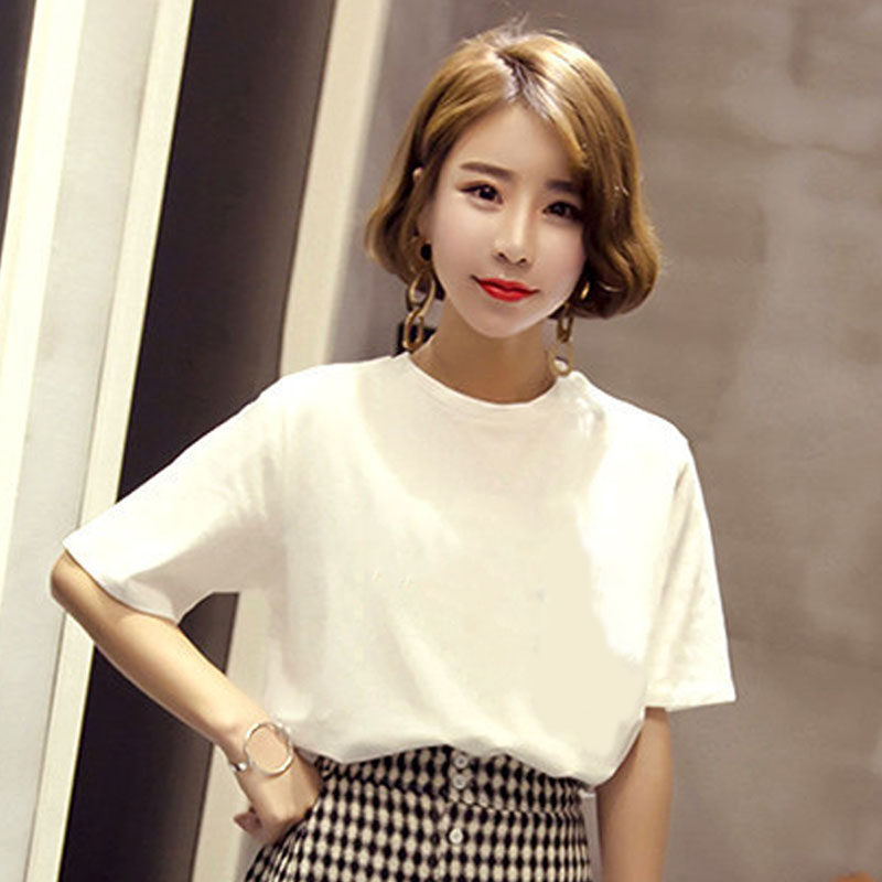 韩版纯色宽松学生百搭基础显瘦打底衫多色T恤休闲慵懒风女短袖潮