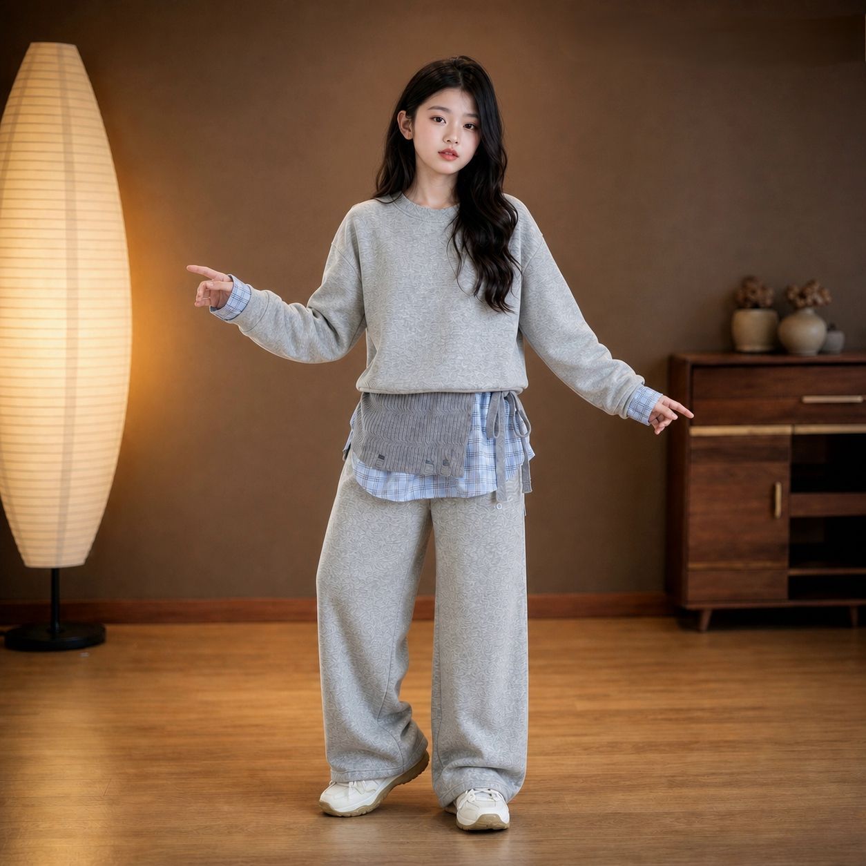 女童拼接三件套春秋套装一整套潮