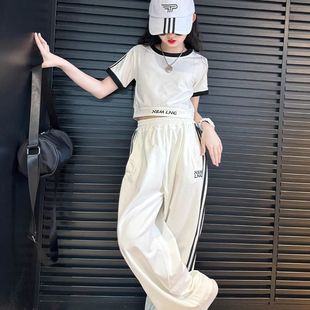 女童夏日运动套装夏季新款女孩短款洋气夏装儿童时髦休闲运动裤潮