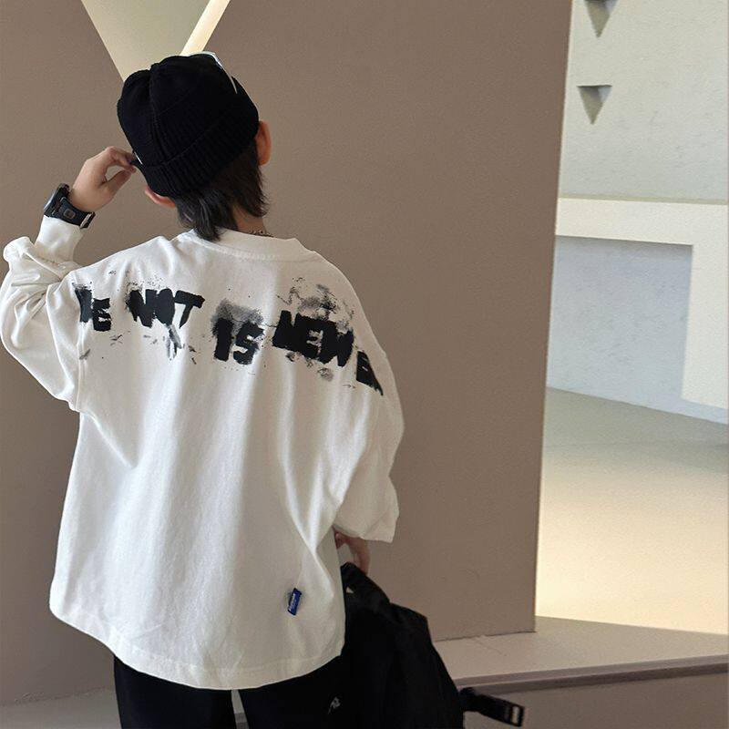 男童t恤长袖秋装2026新款中大童打底衫男孩内搭韩版儿童嘻哈上衣