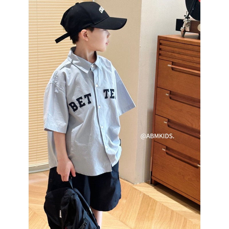 男童夏季新款薄款2026儿童衬衫短袖短裤帅气套装时尚洋气潮流童装