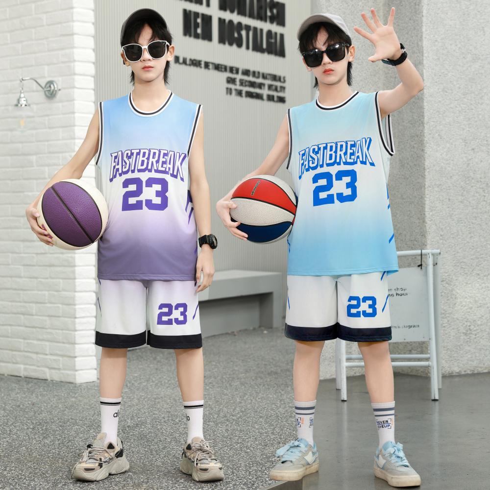 2026新款夏季儿童篮球服套装速干透气无袖休闲两件套潮流帅气男童